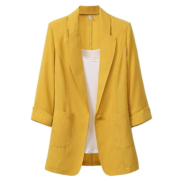 DondPO Bleiser Elegantes Para Mujer Lightweight Blazer For Women Casual Blazers For Women Blazers For Women Trendy Womens Blazers Dressy Casual Business Casual Blazers For Women Yellow 2XL