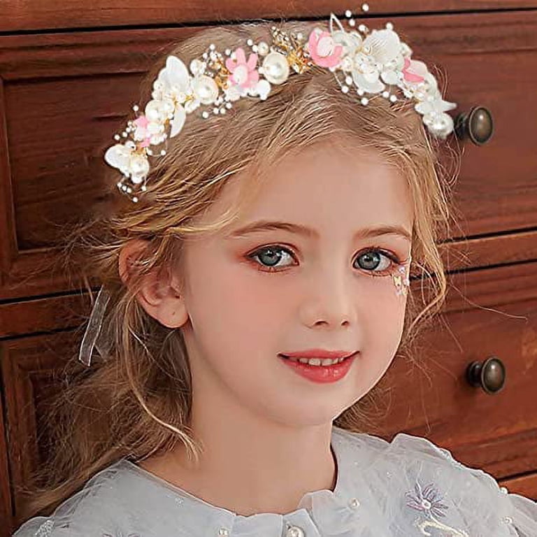 Princess Flower Crystal Headpiece Rhinestone Pearl Headband  display picture 3