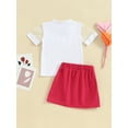 thumbnail image 4 of Bslissey Kids Baby Girls Skirt Sets See-through Short Sleeve Letter T-shirt + Elastic Waist A-line Skirt 2Pcs Summer Outfits Toddler Casual Daily Clothes 6M-4T, 4 of 9