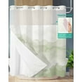 thumbnail image 2 of No Hook Shower Curtain with Snap-in Liner, Sage Green Mountain Waterproof Fabric Bathroom Curtains, Simple Ombre Abstract Marble Art Bath Curtains & Mesh Top Window 66"x72", 2 of 6