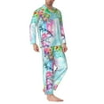 thumbnail image 3 of Kll Dragonfly Floral Sleepwear Mens Flannel Pajamas,Long Cotton Pj Set, 3 of 9