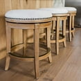 thumbnail image 3 of Maven Lane Alexander Backless Counter Stool in Weathered Oak Finish w/ Sand Color Fabric Upholstery, 3 of 7