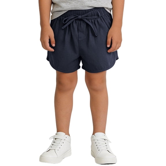 Umfun Toddler Elastic Waist Shorts Solid Color Casual Shorts with Front Tie
