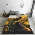 thumbnail image 5 of Pofeuu Elegant Gold Leaf Peacock Print Ultra-Soft Micro Fleece Blanket,for Bed Or Sofa,All Season Throw Blankets Flannel Blanket-80"x60", 5 of 7