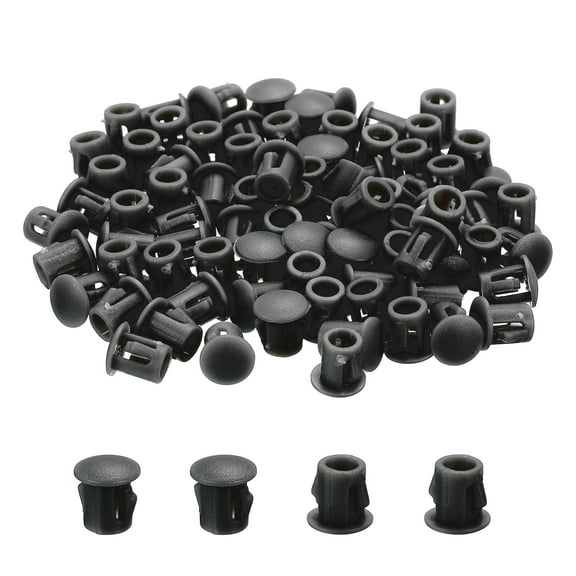 Uxcell 88Pcs Plastic Hole Plugs, 1/4" x 5/16"(DxH) Hole Cover Tubing End Cap for Round Holes(5mm), Table Chair Furniture, Black