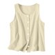 thumbnail image 5 of Camisetas de Verano de Mujer Casual Linen sin Mangas de Cuello Redondo Botón para las Mujeres, 5 of 7