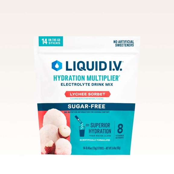 Liquid I.V.® Lychee Sorbet Hydration Multiplier® Sugar-Free Powdered Electrolyte Drink Mix, 14 Count Packets