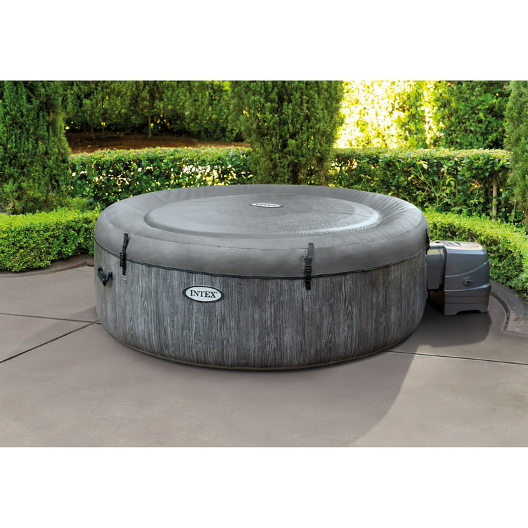 Intex Greywood Deluxe 4 Person Portable Inflatable Hot Tub Spa w LED Light,  Gray