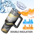 thumbnail image 5 of OBREWU Black and Gold Marble Tumbler with Handle and Lid,Black and Gold Marble 40oz Double Wall Vacuum Insulated Tumbler,Cups Gift for Women and Men, 5 of 7