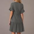 thumbnail image 3 of Vestido de Verano de Manga Corta para las Mujeres una Línea de Playa Casual, Bolsillos de Primavera Suelto Vestido de Poliéster, 3 of 7