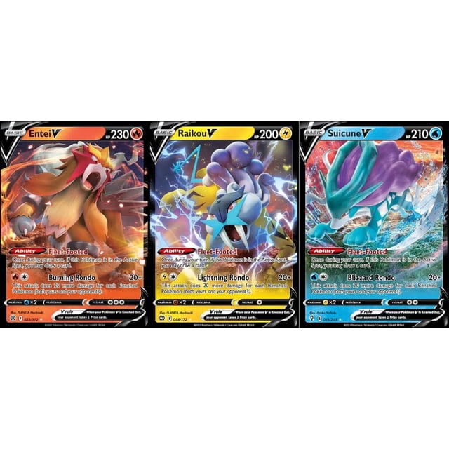 Lote de cartas legendario de Pokémon Suicune V Entei V Raikou V