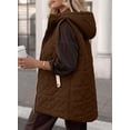 thumbnail image 4 of SHEWIN Womens Puffer Vest Full Zipper Hooded Long Quilted Jackets Sleeveless Winter Warm Coat Outerwear, 4 of 8