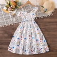 thumbnail image 7 of Afuyipoi Girls Ruffle Bow Sundress (7-13 Years) Soft Breathable Fabric Asymmetrical Hem Design Bow Waist Detail Ruffle Layered Skirt Summer Elegant Events White Size 7, 7 of 7