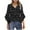 Black, variant on Womens Business Casual 3/4 Ruffle Sleeve Blouses V Neck Double Layers Mesh Shirts Flowy Dressy Tunic Tops