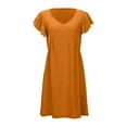 thumbnail image 5 of Afdoent Womens Dresses Summer Ladies Beach Dress Loose Fit Deep V Neck Mini Dress With Ruffled Sleeves For Relaxed Style Fashion Trendy 2025, 5 of 6