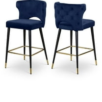 Meridian Furniture Kelly 28"H Velvet Counter Stool in Navy (Set of 2)