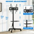 thumbnail image 3 of RTVR Rolling TV Cart Stand for 32 to 65 inch Flat Panel Screens with Power Outlet, Mobile TV Stand Modern Black, 3 of 10