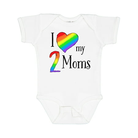 

Inktastic I Love My Two Moms- Pride Rainbow Heart Gift Baby Boy or Baby Girl Bodysuit