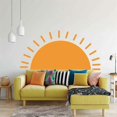 thumbnail image 3 of Pegatinas de pared de medio sol, decoración del hogar, amanecer amarillo, para habitación infantil, guardería, YT5993 (amarillo, mediano, 80 x 40 cm), 3 of 5