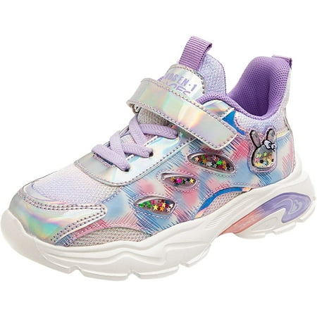 

Kids Girls Mesh Sneaker Hook Loop Fashion Shoes Sequins Soft Sole Shoe for Toddler/Little Kid/Big Kid