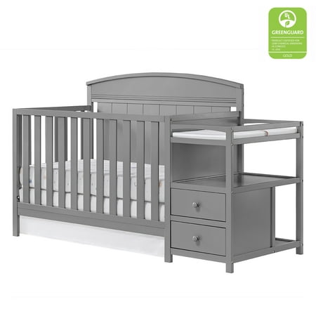 UPC: 0082056280964 | Oxford Baby Pearson 4-in-1 Convertible Crib & Changing Station Dove Gray GREENGUARD Gold Certified Wooden Crib