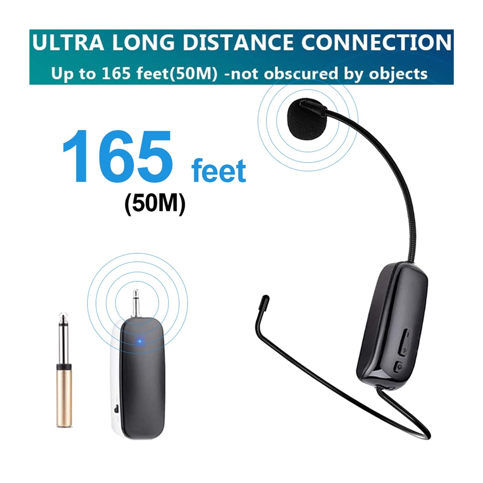 Wireless Microphone Headset Handheld Loudspeaker Set Handsfree Megaphone Voice Amplifier Teacher Microphones ,Powerful Sound