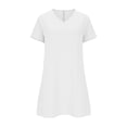 thumbnail image 6 of Ladies Long Dress White V-Neck Cotton and Linen Solid Color Short Sleeved Beach Floral Tshirt Sundress 4XL, 6 of 7