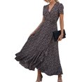 thumbnail image 1 of Vestido PRETTYGARDEN Envolvente Maxi Cuello en V Manga Corta Floral Talla L, 1 of 6