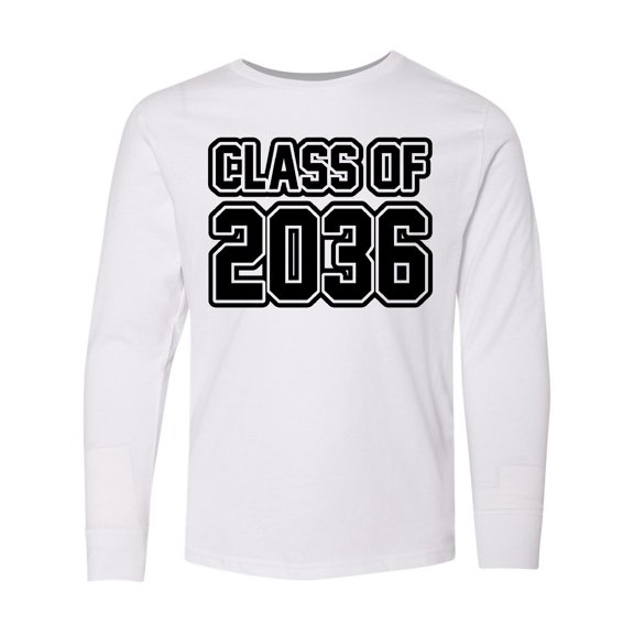 Inktastic Class of 2036 in Black Outlined Text Long Sleeve Youth T-Shirt