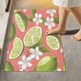 thumbnail image 6 of Toilet Rug U-Shaped Bathroom Rugs Non-Slip Soft Plush Machine Washable Contour Bath Mat Limes and White Flowers 24x20, 6 of 9