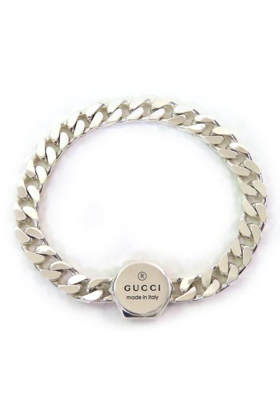 Pre-Owned GUCCI 779173 Trademark Bracelet, AG925 Silver, Logo Bangle, Size 16, Made... (Good)