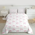 thumbnail image 3 of Homewish Cute Bowtie Ribbon Bedding Comforter Set,Princess Bow Knot Twin Comforter Sets,White Pink Bedding Set For Girls Kids,Ultra Soft Home Decor Reversible,2 Pieces, 3 of 9