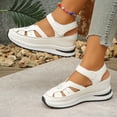 thumbnail image 5 of EliteGoogv Womens Closed Toe Sandals Wedge Heel Hollow Out Sandals For Women Adjustable Strap On Outdoor Walking Shoes Summer Beach Shoes White US :9, 5 of 8