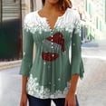 thumbnail image 1 of DPTALR Top Plissé à Manches 3/4 Imprimé V-neck pour Femme, 1 of 4