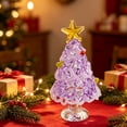 thumbnail image 5 of Bomd Mini Glass Christmas Decoration, Crystal Decoration With Colorful Lights And Golden Star, for Holiday Celebrations, Home, Office, Desk, Party Decor And Christmas Gift(Purple White), 5 of 7