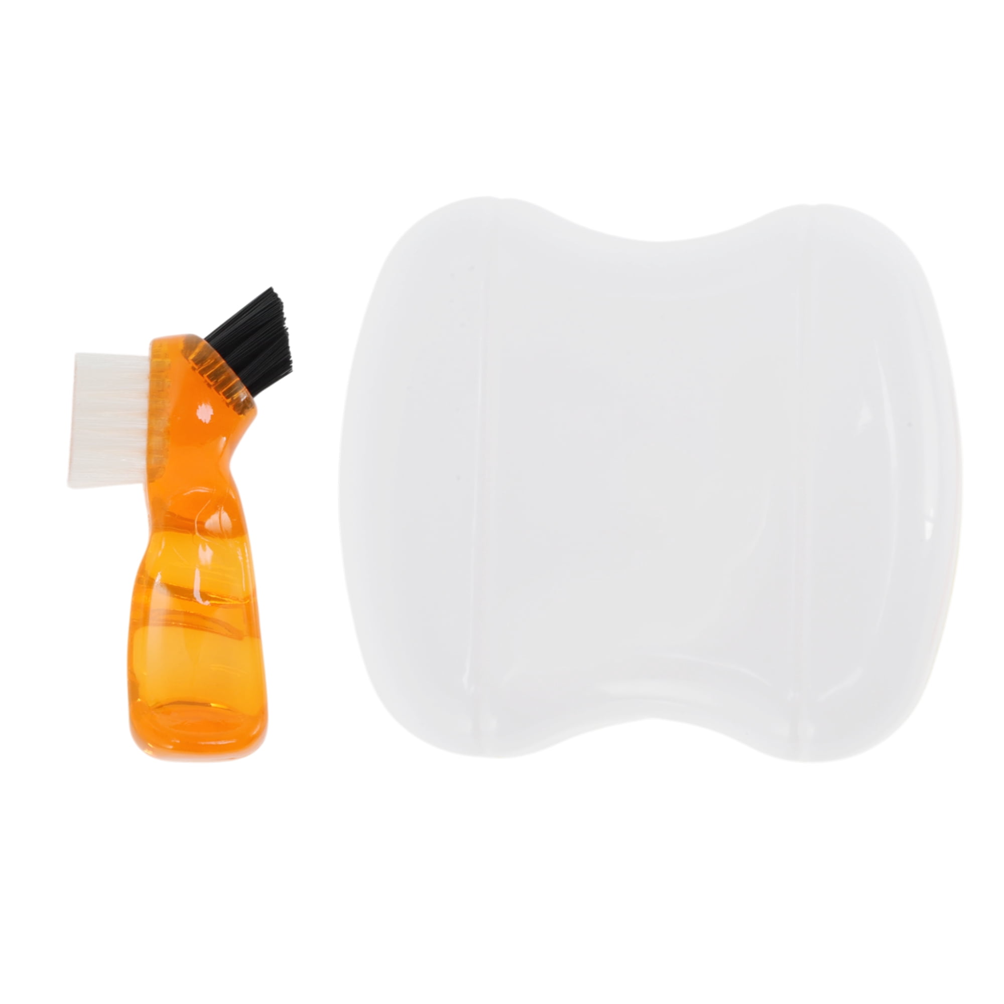 Unique Bargains Denture Bath Case Cup with Denture Cleaner Brush 1 Set Yellow, Orange