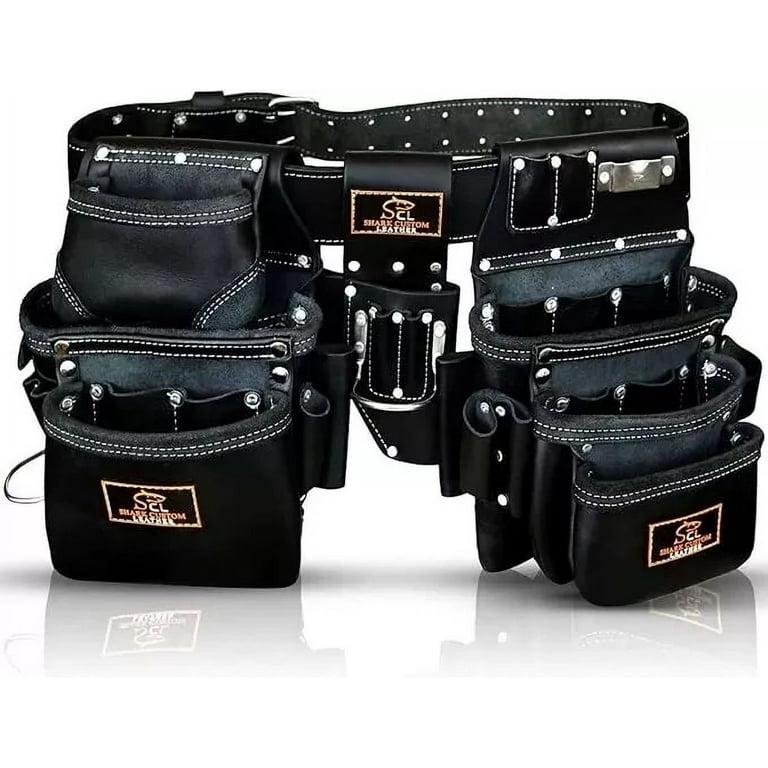 Black Multi-Pouch Leather Utility Belt Multi Pouch Leather Belt - RT-232 - Medieval Collectibles main image 2