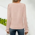 thumbnail image 5 of Bjutir Womens Striped Print Tops Fall Winter Square Neck Long Sleeve T Shirt With Striped Ruffles Red M, 5 of 5