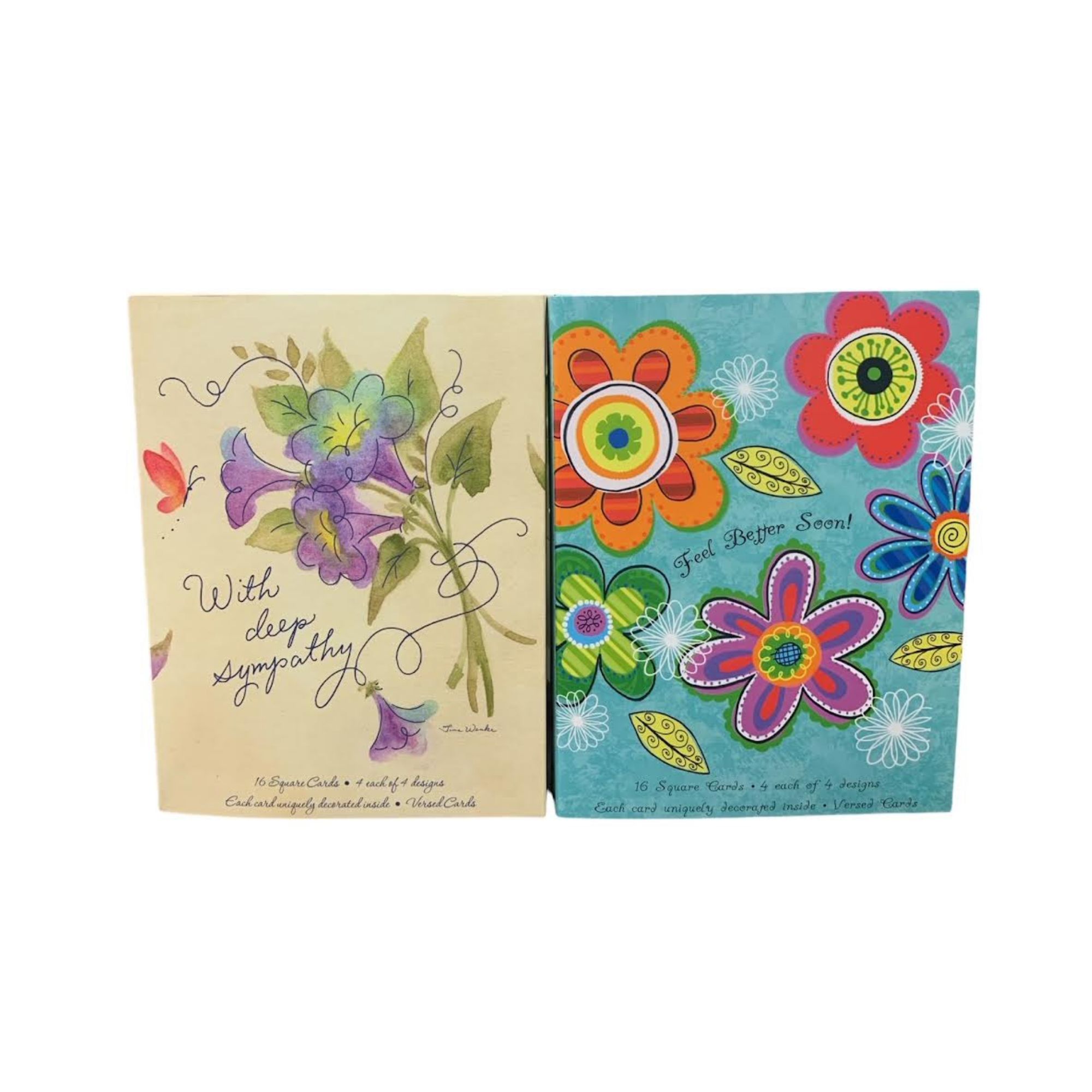 Sympathy and Get Well Greeting Card Assortment 32 Cards Versed Cards White Envelopes Square Cards Mother's Day Gift