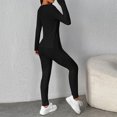thumbnail image 2 of MORTTIC Women's Solid Color Lounge Set - Long Sleeve Round Neck Top & Slim Fit Pants with Ribbed Details Black，XXS, 2 of 4
