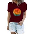 thumbnail image 2 of Pompotops T-Shirt à Col Rond Décontracté et Sexy pour Femmes Imprimé Chemisier à Manches Courtes, 2 of 3