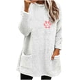 thumbnail image 2 of Moxiu Womens Sherpa Lined Sweat Shirt 2024 Sherpa Pullover Oversized Fuzzy Fleece Sweatshirts Faux Fur Fluffy Outerwear with Pockets Winter Soft LoungwearWhite,L, 2 of 4