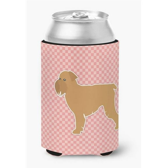 Brussels Griffon Checkerboard Pink Can or Bottle Hugger