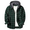 Taqqpue Hoodies for Men Casual Plaid Button Down Hooded Sweatshirts Fall Winter Loose Fit Plus Size Outwear Jackets with Pockets