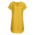 thumbnail image 3 of Robes Grande Taille Femmes Formelles Grande Taille Été T-Shirt Robes Simple Débardeur Col en V Manches Courtes Robe Grande Taille Robe de Bal Jaune TTG, 3 of 6