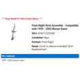 thumbnail image 2 of Front Right Strut Assembly - Compatible with 1999 - 2002 Nissan Quest 2000 2001, 2 of 2