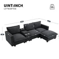 thumbnail image 2 of Sectional Cloud Sofa with Console, Modern 4 Seat Sofa Couch with USB Charging Port and Reading Light, Chenille Modular Couch with Cup Holder for Living Room Apartment, 2 of 8