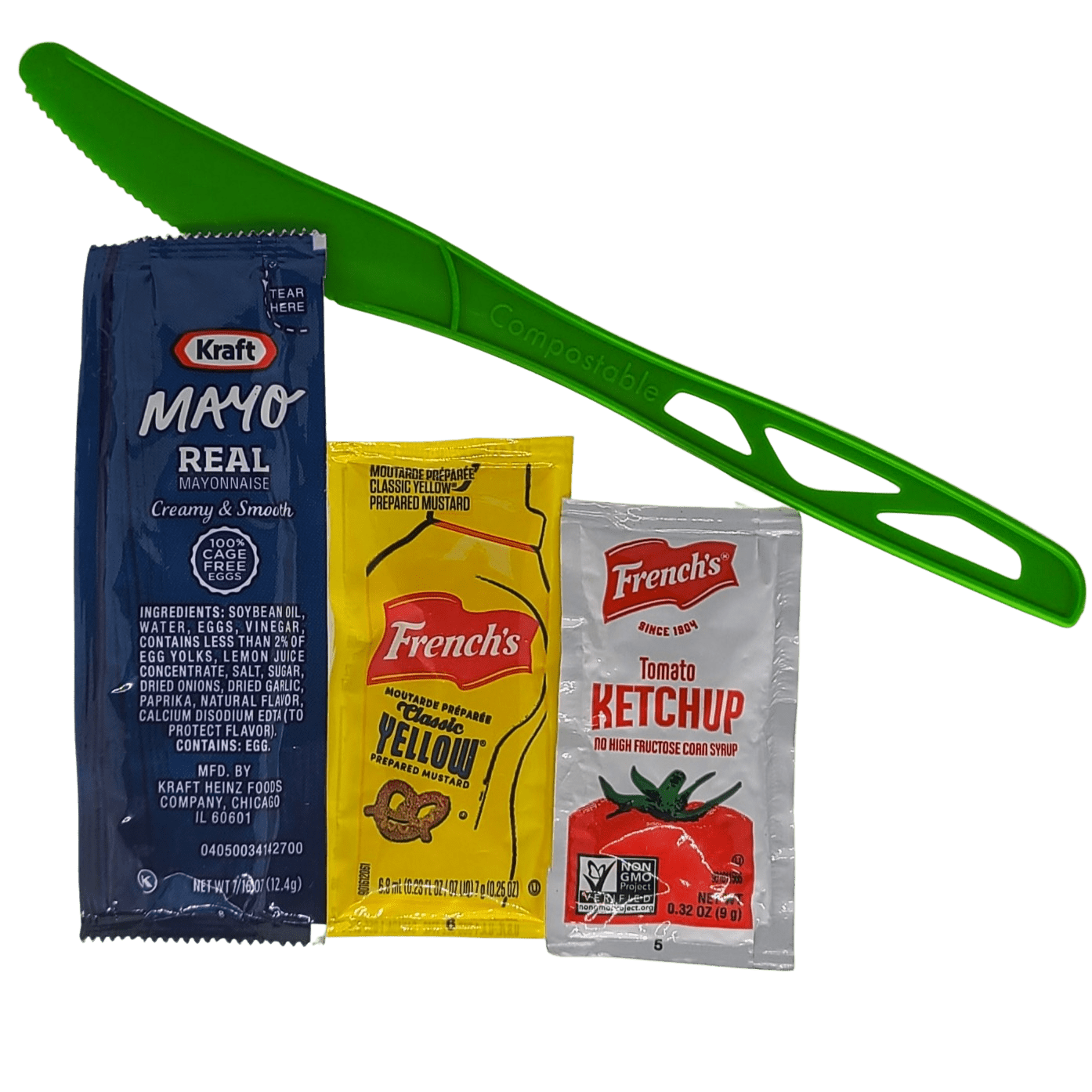 Ketchup, Mustard and Mayonnaise Individual Packets, 60 of Each with an