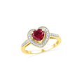 thumbnail image 1 of Golden Star 10kt Yellow Gold Womens Round Lab-Created Ruby Heart Ring 1 Cttw, 1 of 1