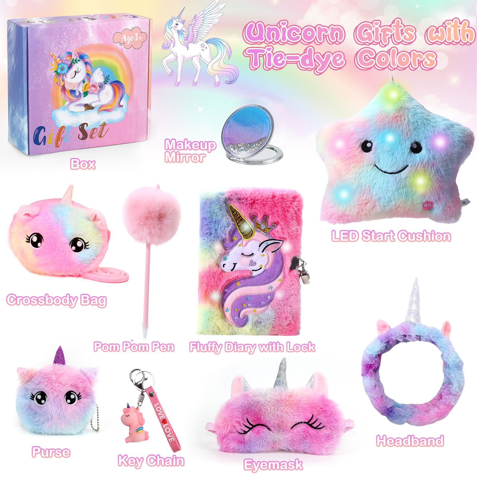 Ideal Unicorn Gifts for Girls Ages 3-10 with Light Up Star